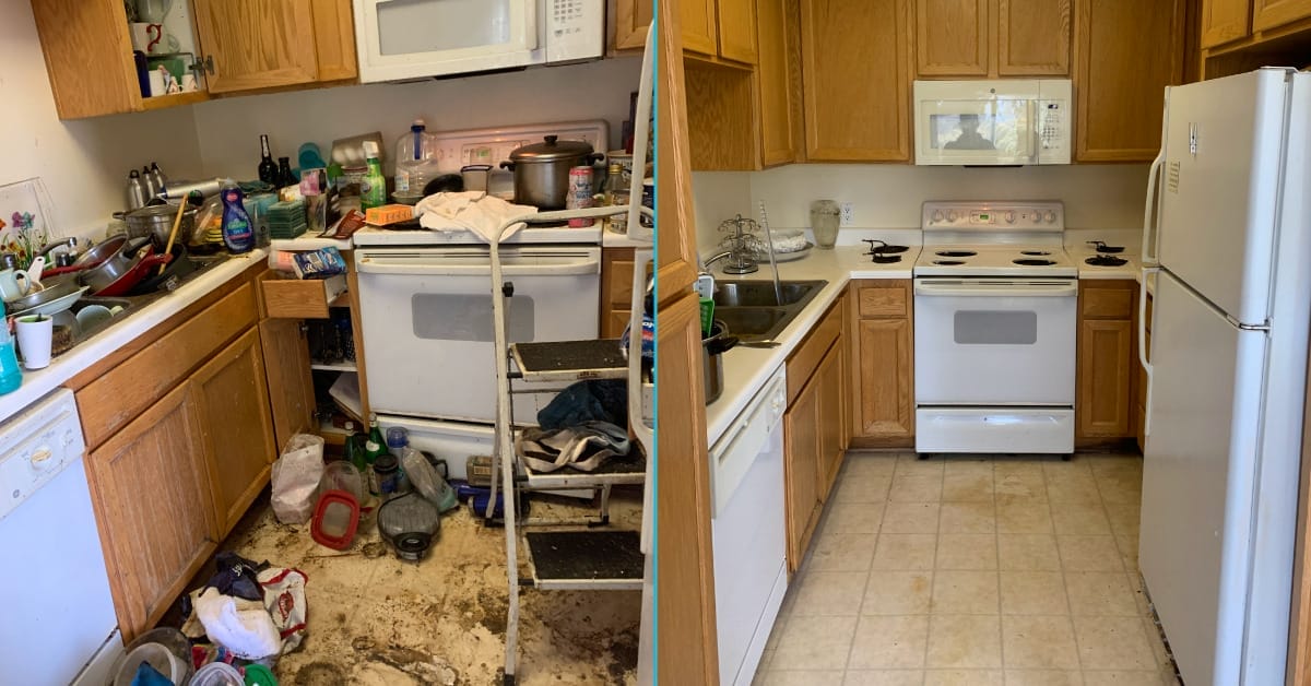 hoarded kitchen cleanup before and after