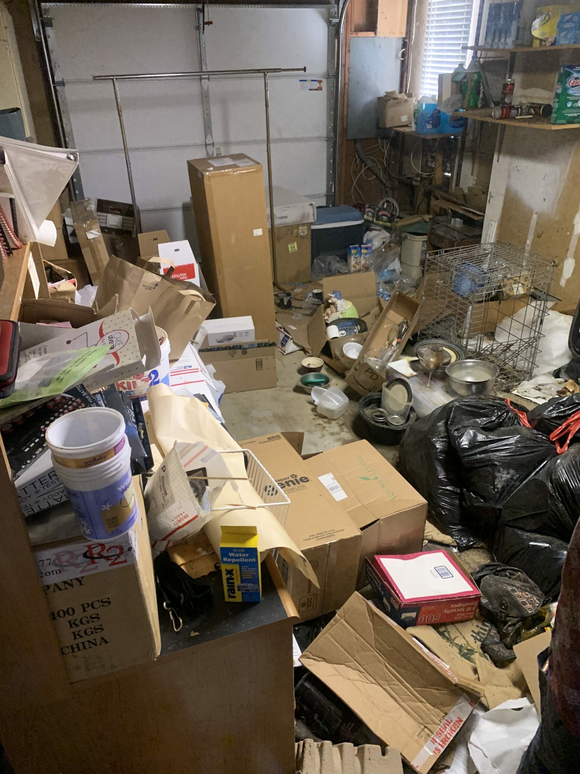 example of rodent-infested garage before cleaning