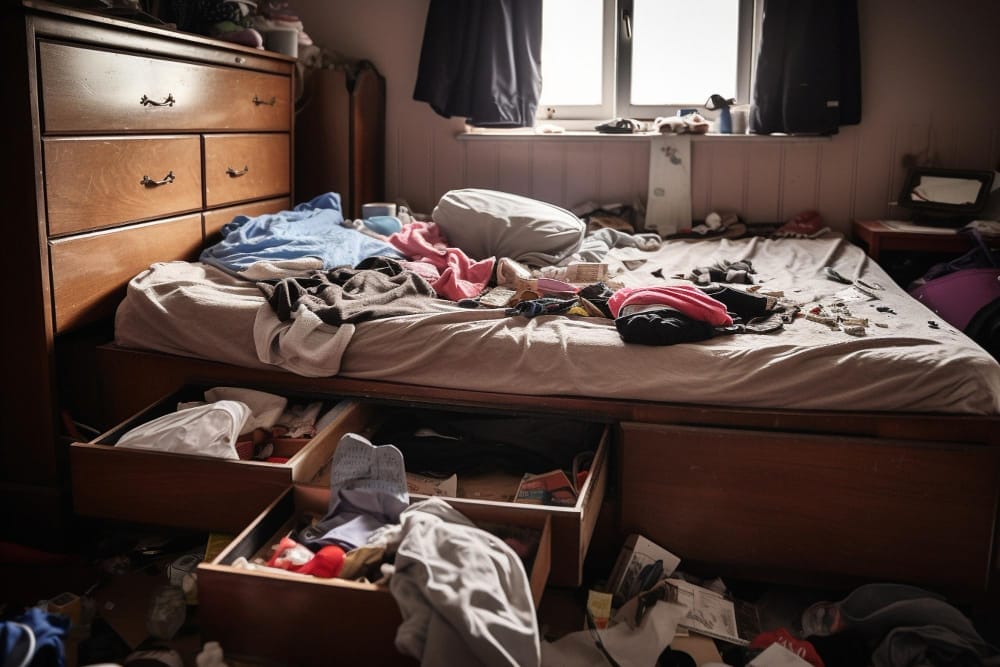 example of cluttered messy room